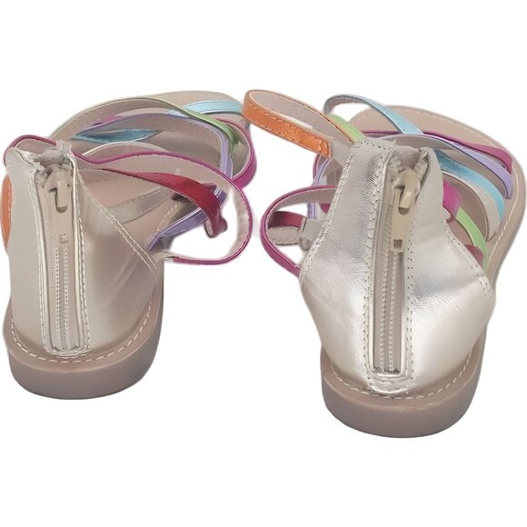 Girls Metallic Rainbow Gladiator Sandals by Harper Canyon Size 2 - Picture 3 of 6